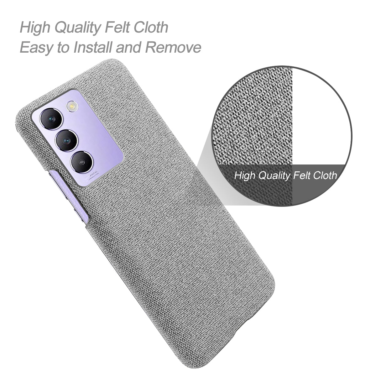 For vivo Y100 5G (Indonesia) / Y200e 5G Case Cloth+PC Anti-Fall Slim Phone Cover For vivo Y100 5G (Indonesia) / Y200e 5G Case Cloth+PC Anti-Fall Slim Phone Cover